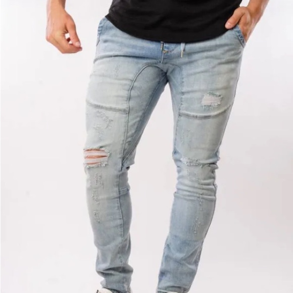Kuwallatee Men’s shotgun Light Blue Denim Jeans- Large